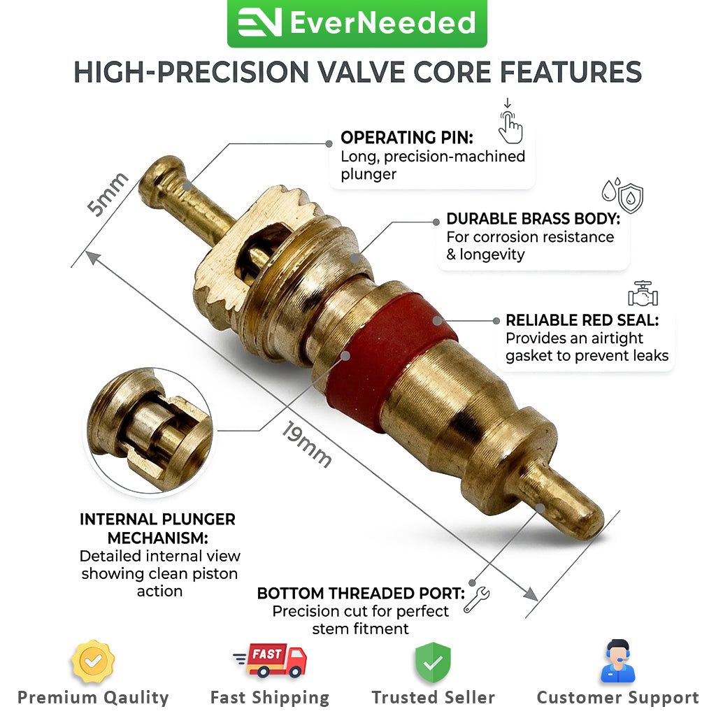 Schrader Tire Valve Core – Universal Replacement - Brass
