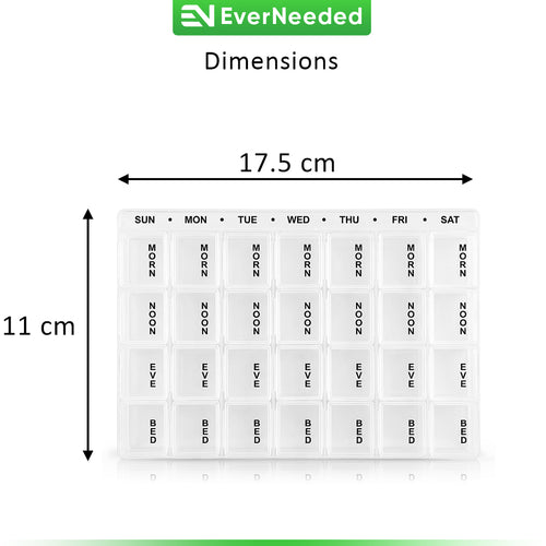 7 Day Pill Organizer – Weekly Medicine Box with 4 Daily Compartments