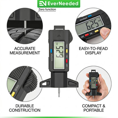 Digital Tyre Tread Depth Gauge 0–25.4mm