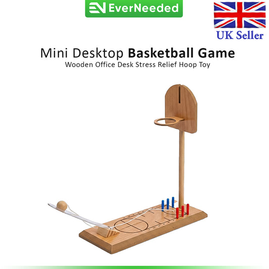 Mini Desktop Basketball Game – Wooden Office Desk Stress Relief Hoop Toy