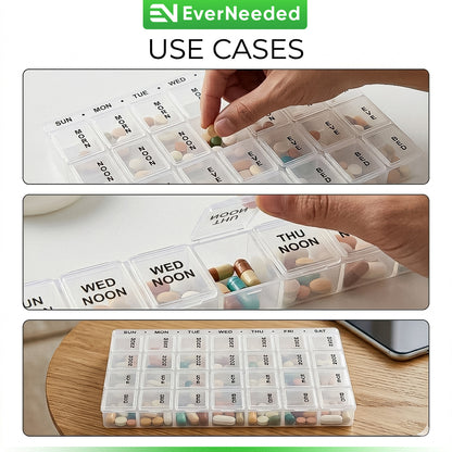 7 Day Pill Organizer – Weekly Medicine Box with 4 Daily Compartments